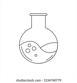 Labarotor flask icon isolated on white background. Test tubes, chemical beakers, measuring cups. Medicine, pharmacology, forensics, chemistry, scientific experiments and research.