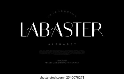 Labaster tipografia beleza moda elegante minimalista serif italic fontes decorativo casamento vintage retro logos. Logotipo de fonte de luxo mínimo alfabeto. Ilustração vetorial