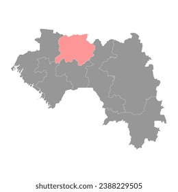 Labe region map, administrative division of Guinea. Vector illustration.