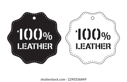 label 100% leather icon illustration