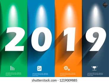 Label 2019  text  - modern Idea and Concept Vector illustration Business Infographic template with icon.
