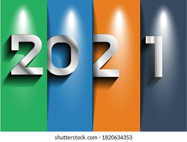 Etiqueta 2021 texto - moderna ilustración de Idea y Vector de Concepto.