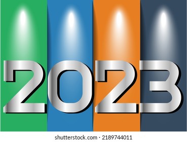 Label 2023 Text - moderne Idee und Concept Vektorgrafik.