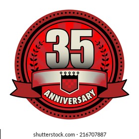Label 35 anniversary, vector illustration