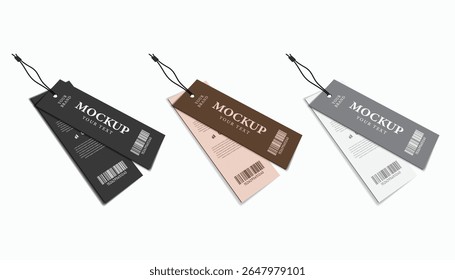 Label 3d tag collection set illustration mockup for cloth branding.