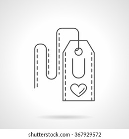 Label with abstract imaging I Love You, heart sign and U. Valentines Day event. Creative declaration of love. Vector icon flat thin line style. Element for web design, business, mobile app.