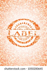 Label abstract orange mosaic emblem
