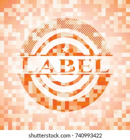 Label abstract orange mosaic emblem