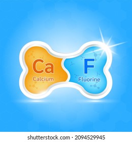 Label Aluminum Healthy Bone. Bone Healthy Sparkling White With Calcium And Fluorine. Can Be Used In Children Dentist Clinic. Medical Health And Dentistry Concept. Vector EPS10.