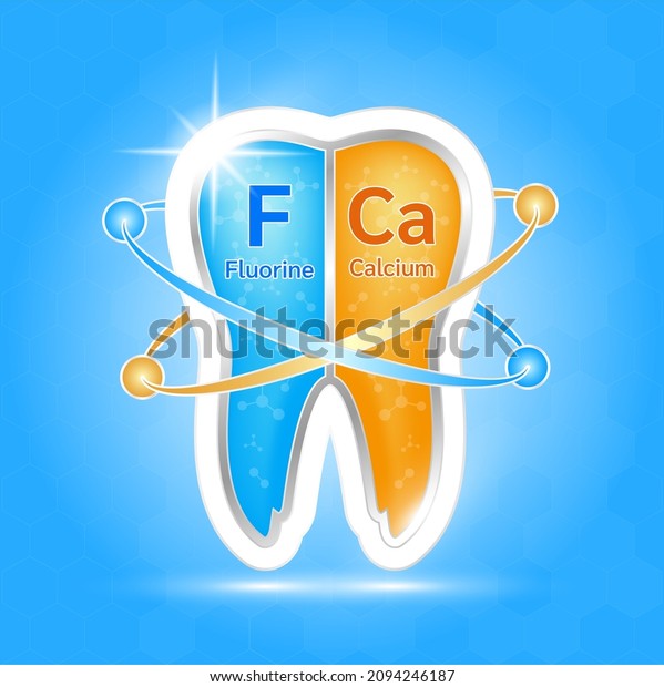 label\
aluminum healthy tooth. Teeth healthy sparkling white with calcium\
and fluorine. Can be used in children dentist clinic. Medical\
health and dentistry concept. Vector\
EPS10.