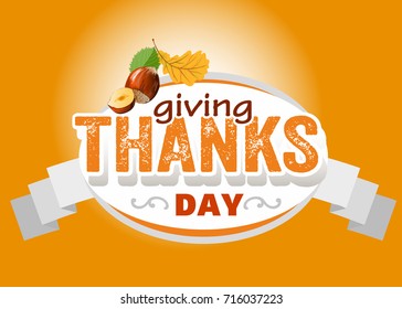 Label with autumn leaves, pumpkin.Thanksgiving Day. Vector image.Autumn frame for labels, stickers for the packaging of goods for shops.Thanksgiving Day logo.