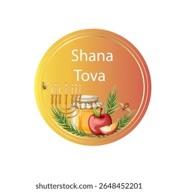 
Label Badge Cover Shana Tova. The illustration is drawn by hand. Handmade. Vector