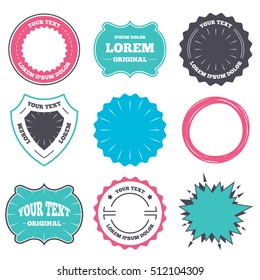 Label and badge templates. Bar or Pub sign icon. Wine bottle and Glass symbol. Alcohol drink symbol. Retro style banners, emblems. Vector