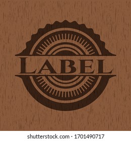 Etiqueta con fondo de madera