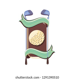 label with ball and sticks golf