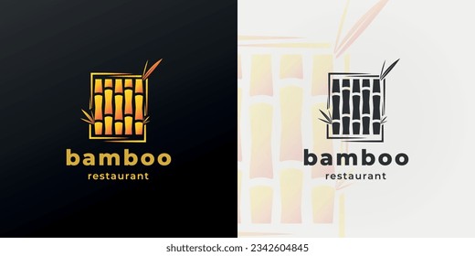 Label of Bamboo Logo Icon Design, Illustration Vector of Beauty Bamboo Restaurant