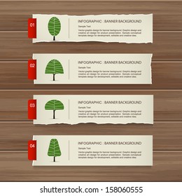 Label banner background of tree on wood texture, Natural banner idea concept - Vector illustration