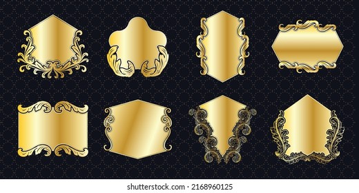 label banner frame background decoration gold luxury royal metal treasure