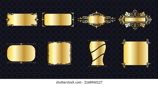 label banner frame background decoration gold luxury royal metal treasure