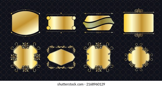 label banner frame background decoration gold luxury royal metal treasure