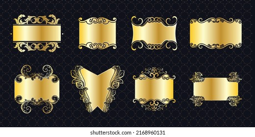 label banner frame background decoration gold luxury royal metal treasure