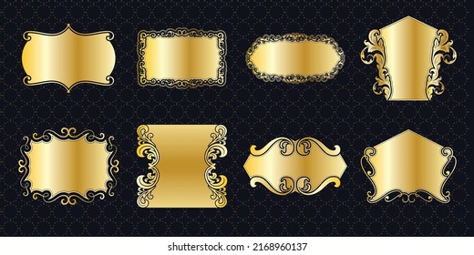 label banner frame background decoration gold luxury royal metal treasure