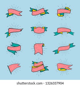 Label banner tags set vector