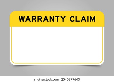Banner da etiqueta com título amarelo com declaração de garantia do Word e espaço em branco, sobre fundo cinza