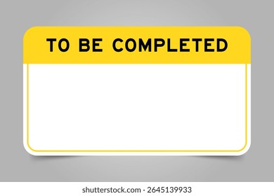 Banner da etiqueta com título amarelo com a palavra a ser preenchida e espaço em branco para cópia, em fundo cinza