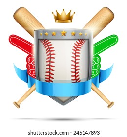 Label for baseball sport club or event. Bright premium quality design. Editable Vector Illustration isolated on white background.