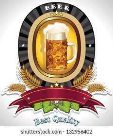 Label for beer banner to insert your own text--transparency blending effects and gradient mesh-EPS 10