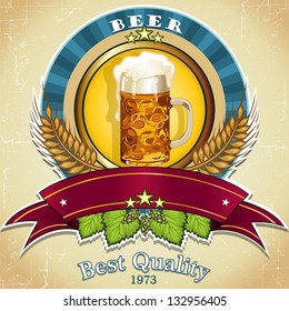 Label for beer banner to insert your own text--transparency blending effects and gradient mesh-EPS 10