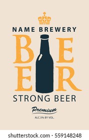 label beer with a bottle and a crown
