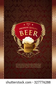 label beer golden ears of grain, vintage design background