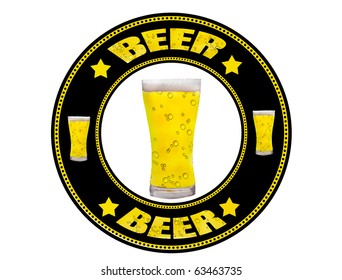 Label with the beer mug shape, and the word beer written inside the stamp