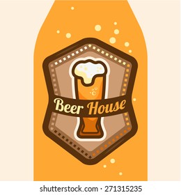 Label with beer mugs and the text Beer written inside, vector illustration.
