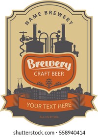 label beer with the old town and the brewery