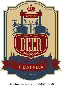 label beer with the old town and the brewery