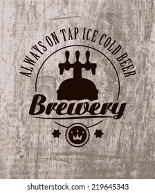 label to beer on wooden casks