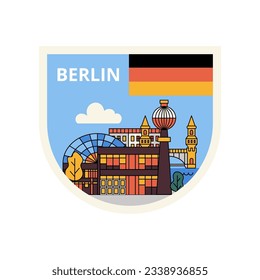Label Berlin Flat Line Concept. Vector Illustration of University Germany Country Architecture.