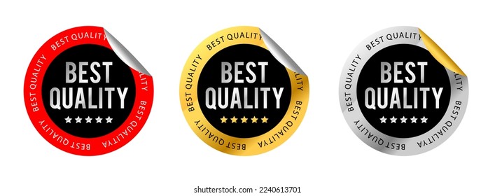 label Best Quality in gold and silver premium sticker design. vector illustration