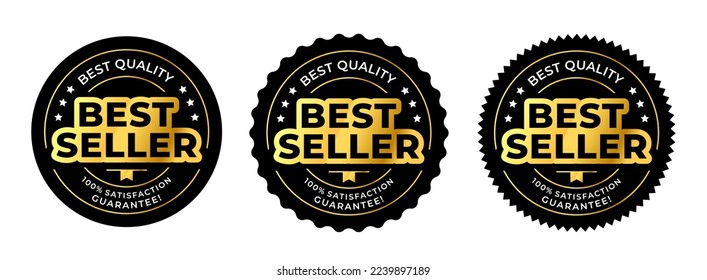 label best seller in golden round design. elegant and luxury for label, sticker, icon, symbol, tag. vector illustration