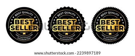 label best seller in golden round design. elegant and luxury for label, sticker, icon, symbol, tag. vector illustration