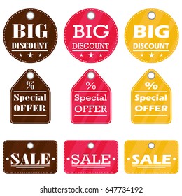 Label, big discount, special offer, sale. Flat design, vector il truck, long car, vector.