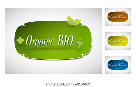label with bio leaf, organic design