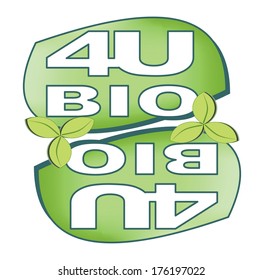 Label for bio product with the inscription Bio for you,stylized as 4U 
