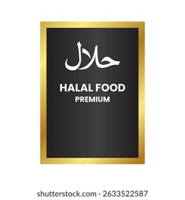 Label black banner halal for food industry packaging and halal certification