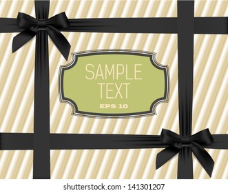 label and black bows on the texture background
