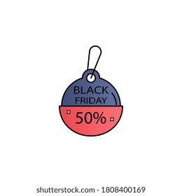 Label, black friday, 50 percent color gradient vector icon