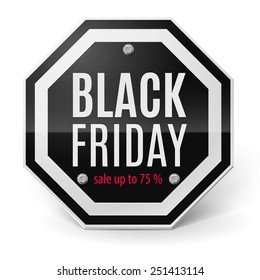 Label Black Friday discounts. Illustration on white